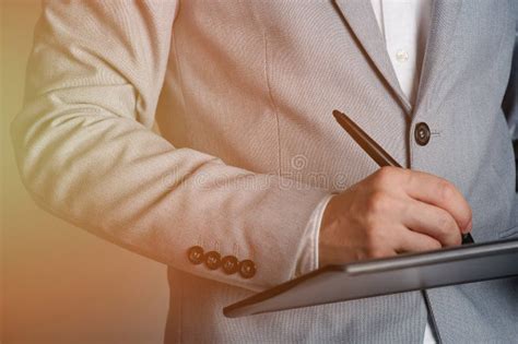 Man In Suit Signing Document Stock Image Image Of Online Person