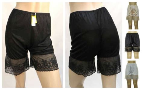 Nwt Lady Women Half Slip Split Pants Shorts Bloomers Black