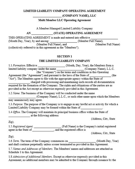 llc operating agreement