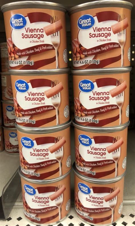 8 Cans Great Value Vienna Sausage In Chicken Broth Meat 46 Oz Can