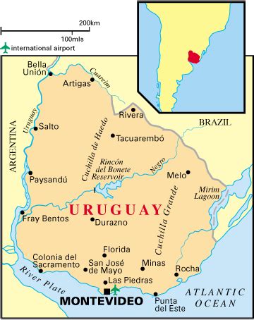 De paul, paredes, lo celso; Map of Uruguay with Capital | Uruguay map, Map, Uruguay