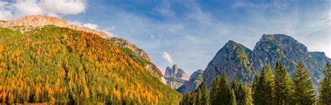 Panoramic View Of Magical Nature In Dolomites At The National Park