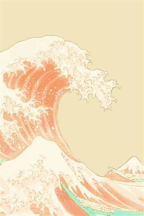 Pretty Orange Peach Ocean Wave Wallpaper Phone Wallpaper Pastel