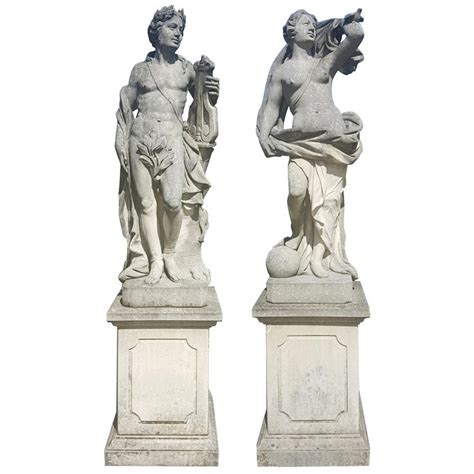 Two Italian Stone Garden Sculptures Of Apollo And Roman Goddess At 1stdibs