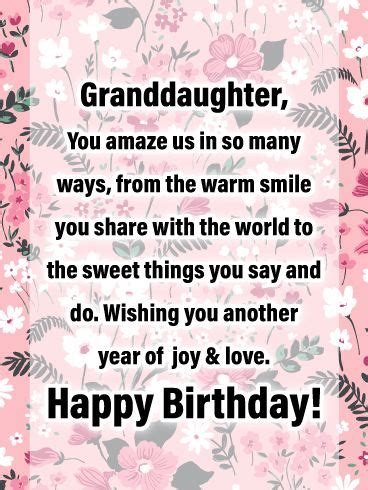 To My Lovely Granddaughter Happy Birthday Wishes Card Birthday Greeti Birthday Verses