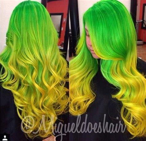 Green Yellow Ombre Hair
