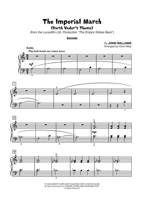Download and print in pdf or midi free sheet music for star wars theme by john williams arranged by donchenko oleksandr for piano (solo). Buy "Imperial March (Darth Vader's Theme) (Late Elementary Piano Duet)" Sheet Music for Late ...