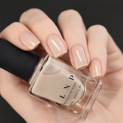 elle almond nude holographic sheer jelly nail polish by ilnp