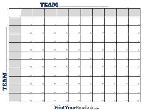 Get super bowl sunday info about the national football league's annual championship game. Football Squares Numbered 1 Through 100