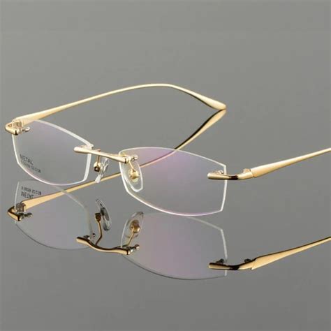 Vazrobe Gold Glasses Mens Eyeglasses Frame Rimless Spectacles For Prescription Optical Clear