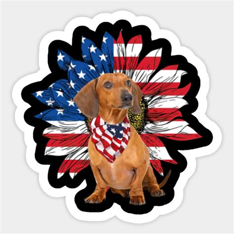 Dachshund American Flag Sunflower Dachshund Lover Sticker Teepublic