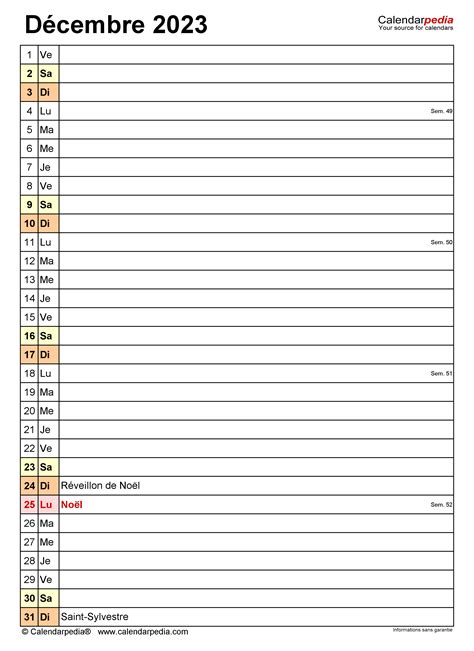 Calendrier D Cembre Excel Word Et Pdf Calendarpedia