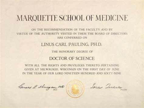 Marquette School Of Medicine Honorary Doctor Of Science Diploma June