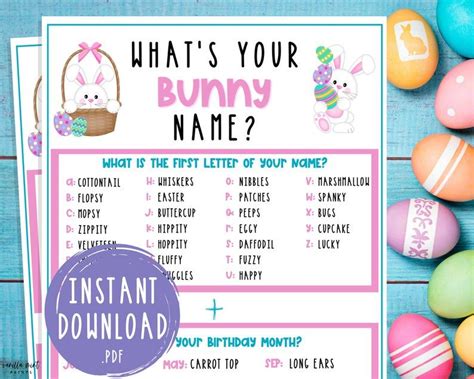 Whats Your Bunny Name Easter Name Game Printable Etsy In 2021