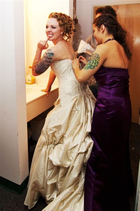 Bride And Bridesmaids With Tattoos Get Ready For The Wedding Wedding