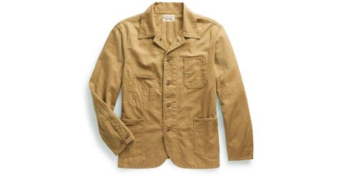 Rrl Linen Cotton Herringbone Chore Jacket In Green For Men Lyst Uk