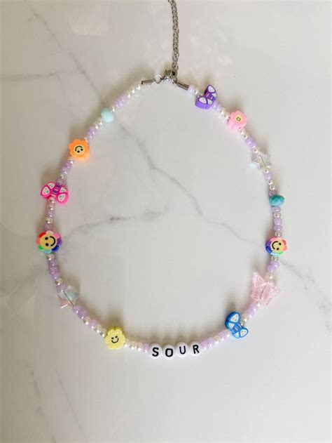 Olivia Rodrigo Sour Inspired Necklace Beaded Necklace Charm