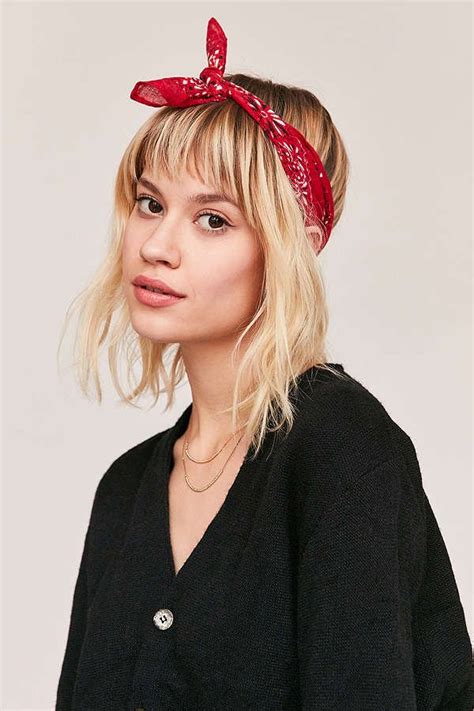 • comment your fav outfit! bandana hairstyle; UO Classic Bandana | Button front dress, Bandana outfit ...