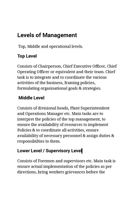 Levels Of Management It Is Lecture Notes Levels Of Management Top