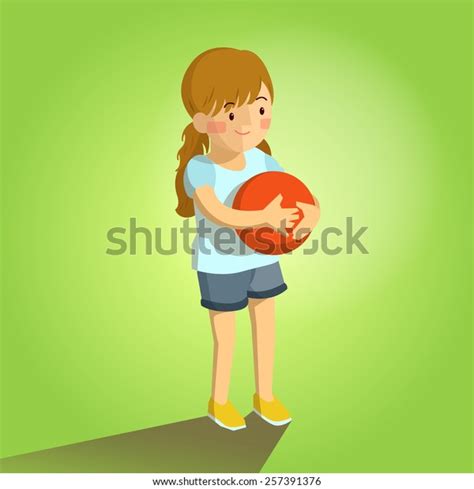 Cute Girl Holding Ball Mascot Great Stock Vector Royalty Free