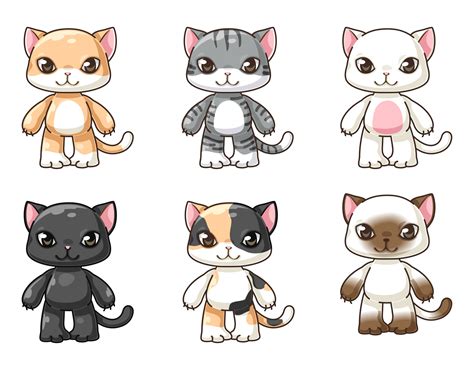 Bundle Of Isolated Lovely Cat Cartoon Characters Collection 2915863