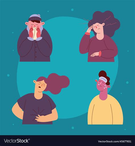 Four Persons Sick Royalty Free Vector Image Vectorstock