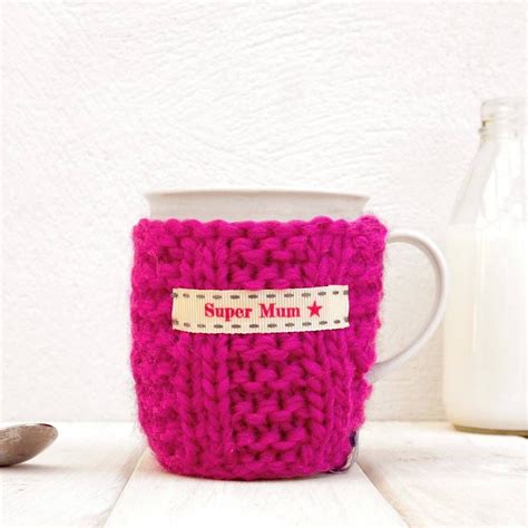 Personalised Knitted Mug Cosy Mugs Birthday Presents For Mum