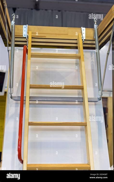 Retractable Loft Ladder Open To Attic Space Stock Photo Alamy