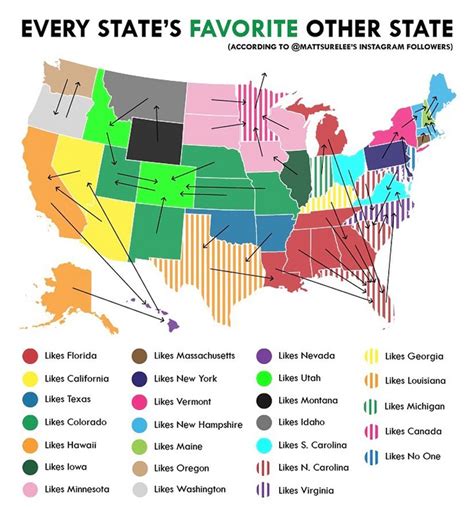 The Most And Least Favorite Us State Of Each State Mapped Vivid Maps