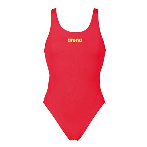 Arena Solid Tech High Leg Fluo Red Swimsuit Is Always Stylish