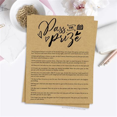 Pass The Prize Bridal Shower Game Free Printable Printable Templates