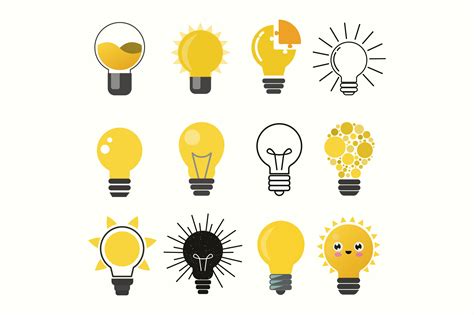 Light Bulbs Vector Set Graphic Objects Creative Market