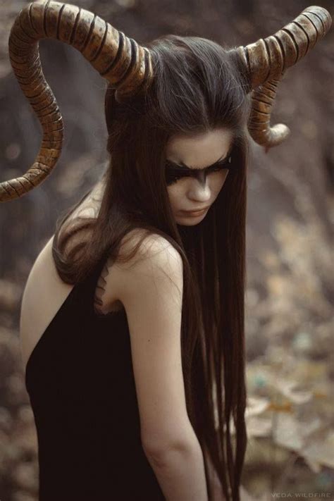 Horned Woman Fabulously Crafted Horns The Models Long Straight Hair