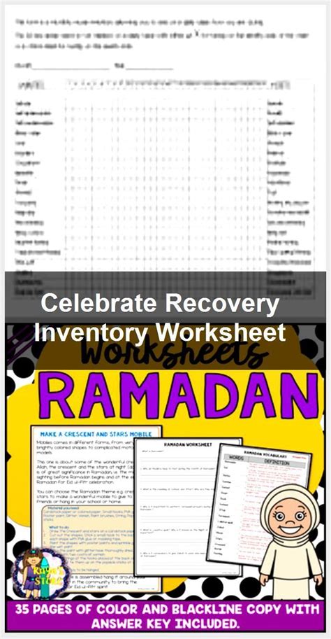 Celebrate Recovery 4th Step Worksheet