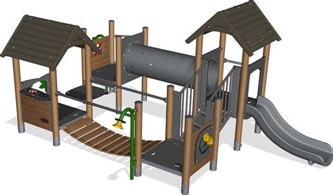 Four Tower With Tunnel And Slide Playground Equipment