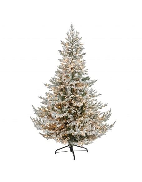 7ft Flocked Fraser Fir Artificial Christmas Tree With 600