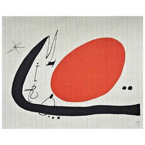 Joan Miró Lithography In Textil Fabric 1970 Joan Miro Antique Wall