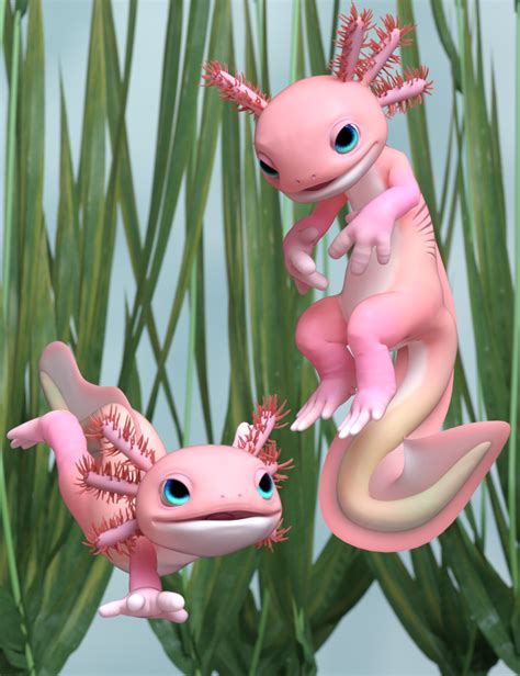 Ajolote Hierarchical Poses For Toon Axolotl Daz D