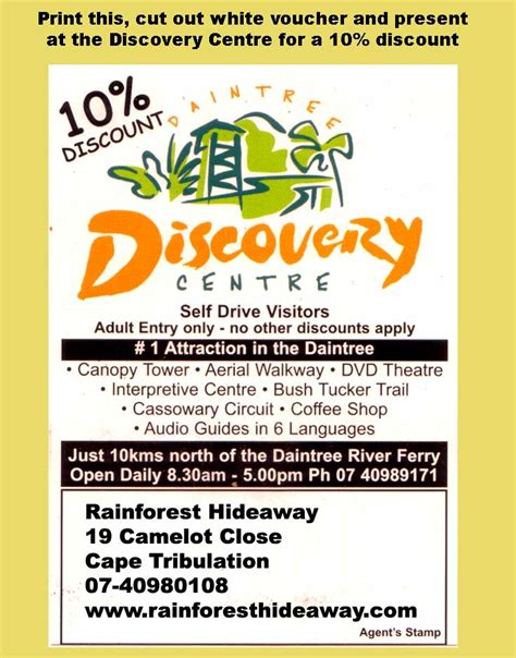 Vouchers must be redeemed in person at participating. Daintree Discovery Centre, Cape Tribulation - Discount ...