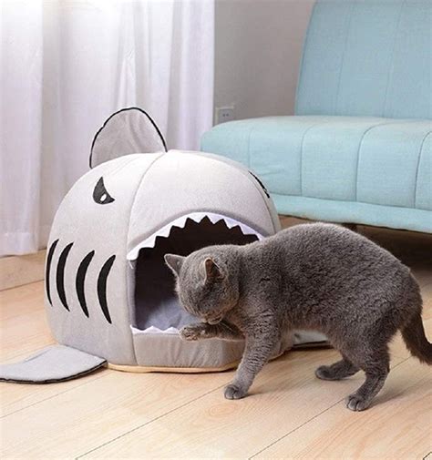 Shark Pet House Cave Bed For Small Medium Dog Cat Puppies With