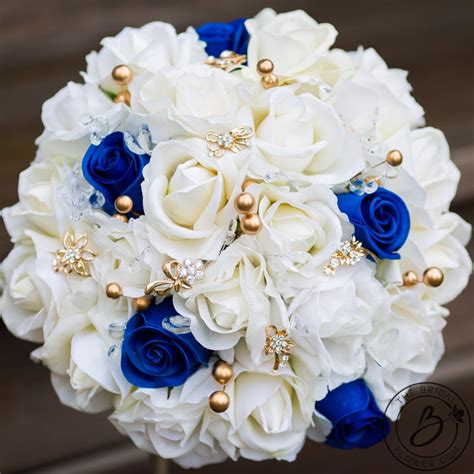 Royal Blue Real Touch Flower Rosebud 6pc The Bridal Flower Silk