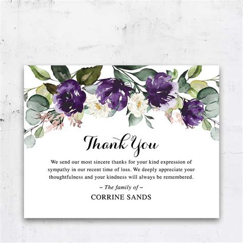 Sympathy Bereavement Card For Funeral Template With Custom Wording