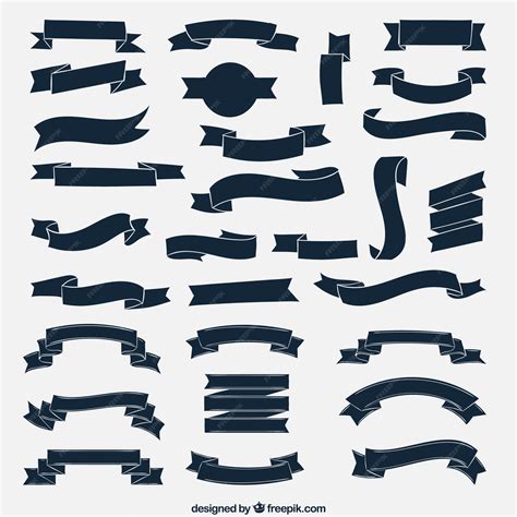 Premium Vector Navy Blue Ribbons Collection