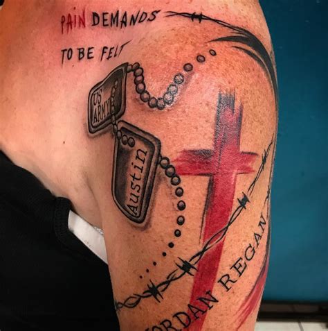 Army Tags Shoulder Tattoo Veteran Ink