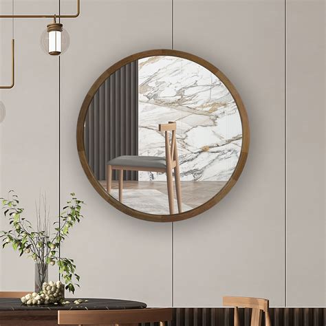 Round Wooden Mirror With Shelf Xr2020