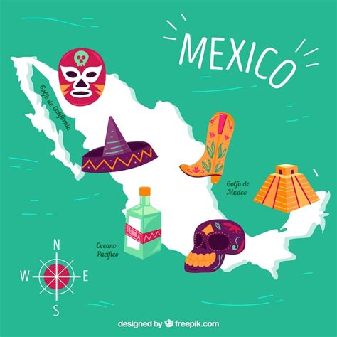 Fondo De Mapa Mexicano Con Elementos Vector Premium