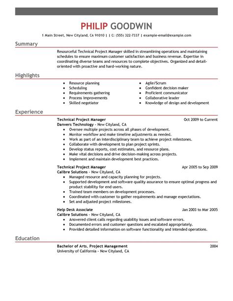 Take a look at the job advertisements for project. Technical Project Manager Resume Example | Computers ...