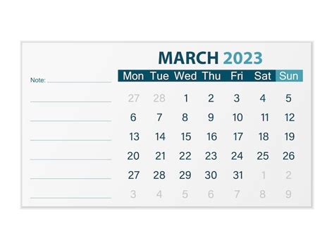 Calendário Março De 2023 Vetor Premium