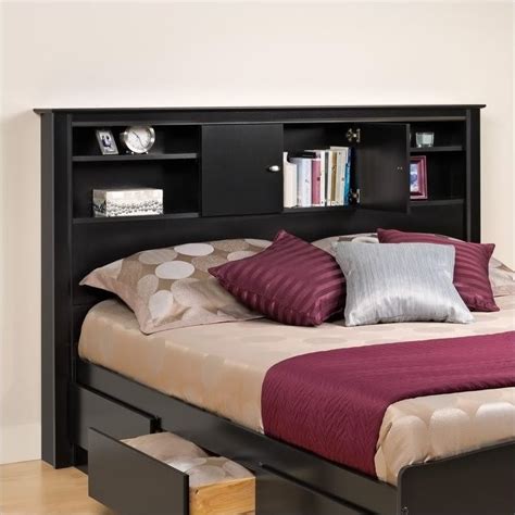 Prepac Kallisto Full Queen Bookcase Headboard In Black Finish Homesquare