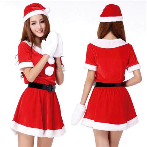 2018 Christmas Cute Women Santa Claus Dress Red Female Autumn Winter